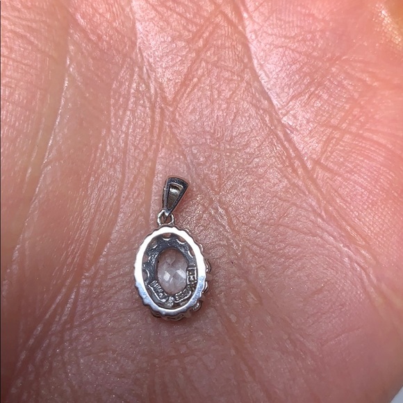 Aquamarine Halo Pendant in 0.04 TW Carat Diamonds - Picture 3 of 3